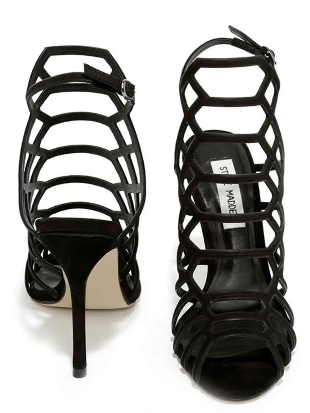 Steve Madden Black Cage Strappy Heels
